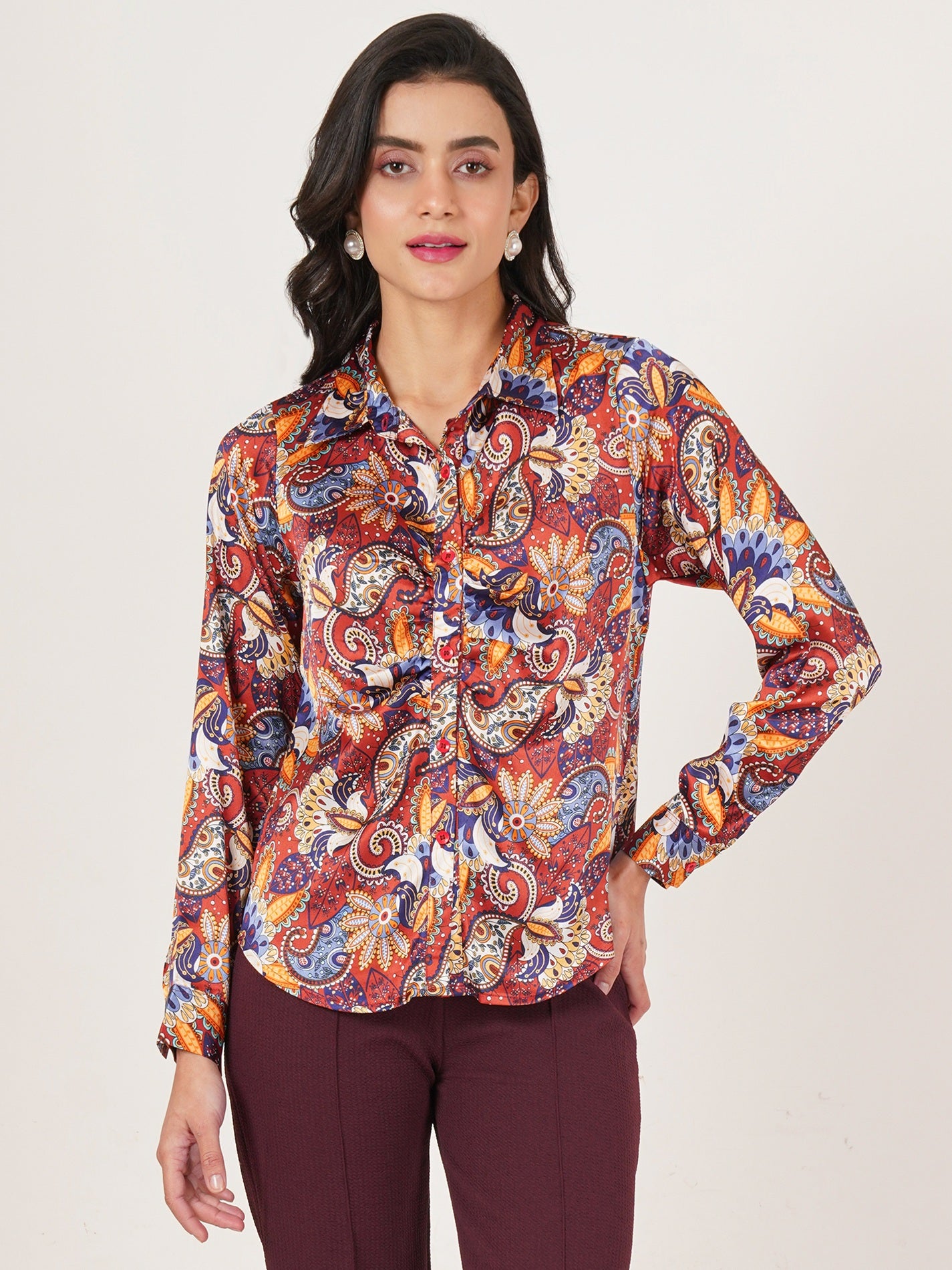 U&F Women Original Slim Fit Opaque Printed Casual Shirt