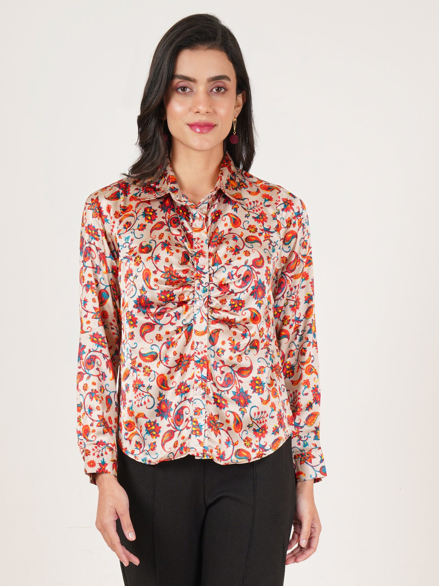 U&F Women Original Slim Fit Floral Opaque Printed Casual Shirt