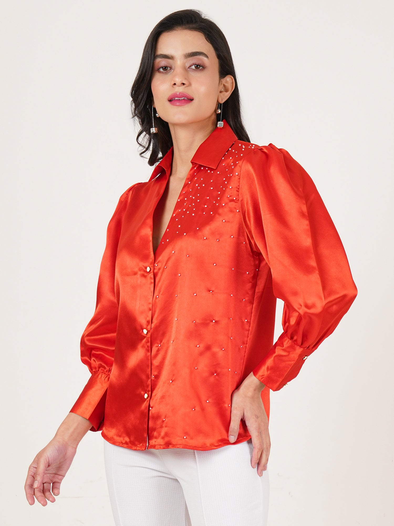 U&F Women Original Slim Fit Opaque Printed Party Shirt