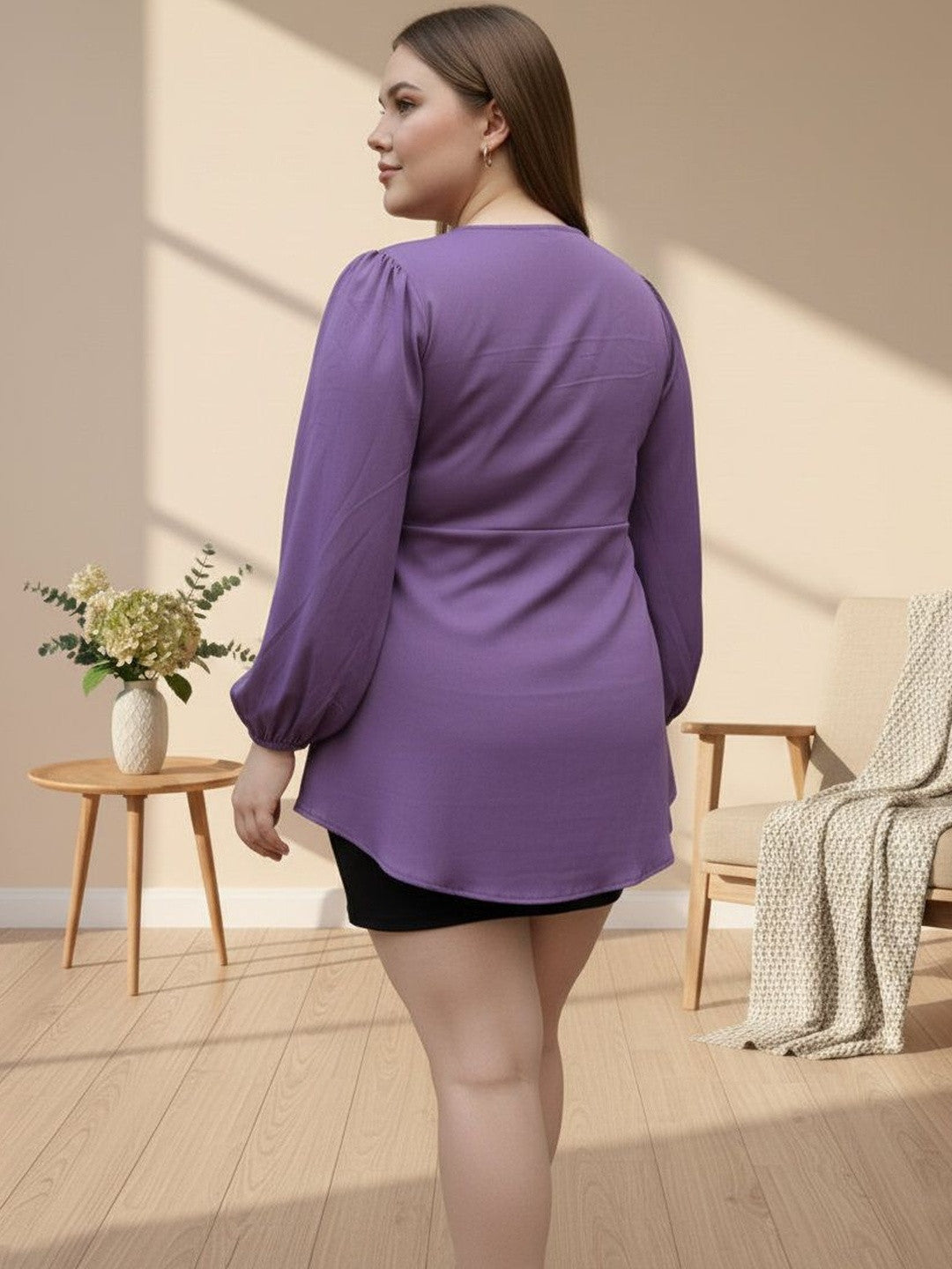 U&F Beyond Purple Knot-Front Tunic Regular top