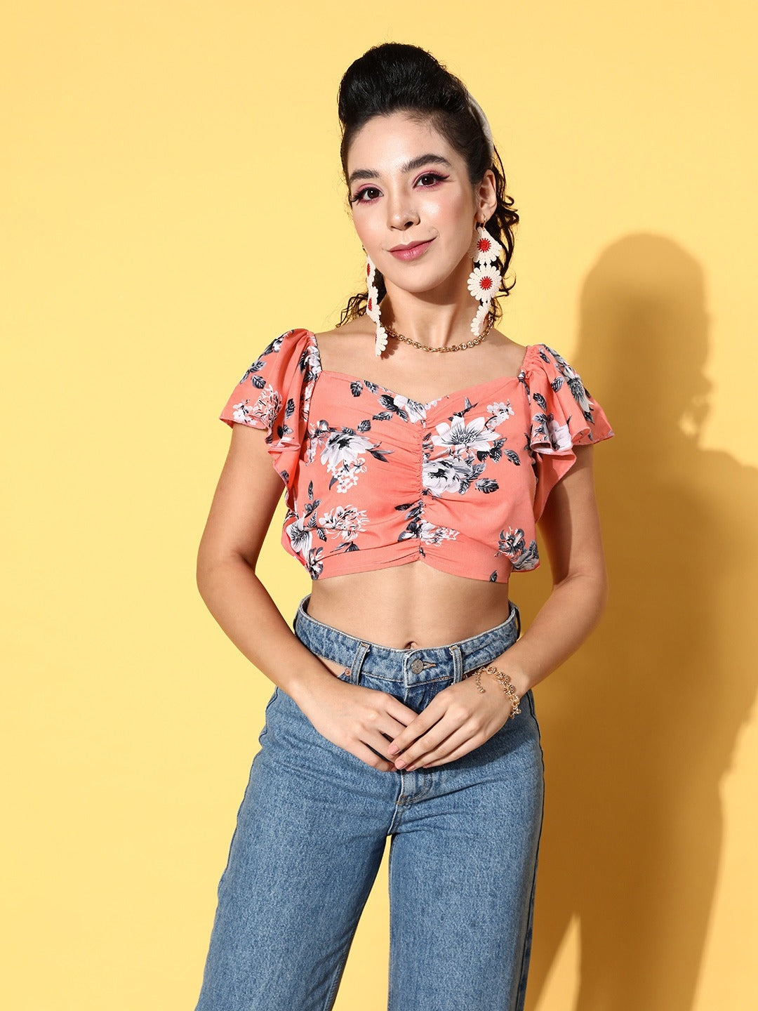 Floral bustier crop top online